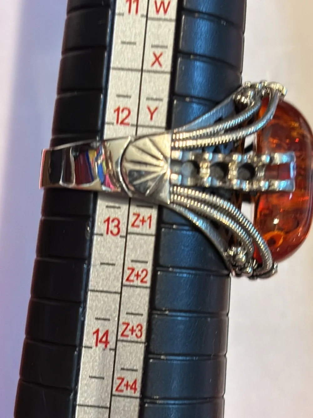 Sterling Silver Amber man’s Ring size 12- Warm Honey Orange